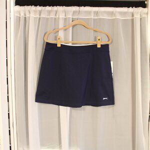 Slazenger Ladies Pull-On Knit Navy Skirt Skort Golf Large NEW